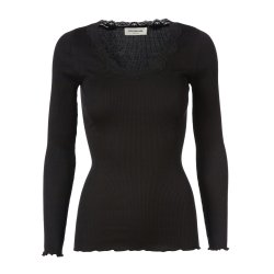 Silk t-shirt regular ls w/rev vintage lace