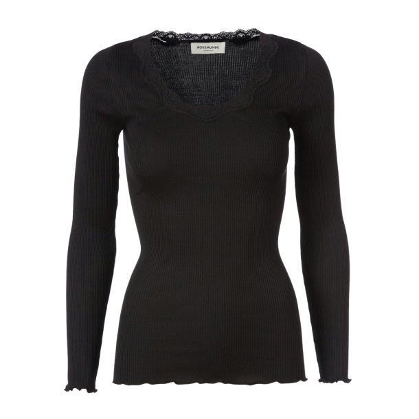 Silk t-shirt regular ls w/rev vintage lace