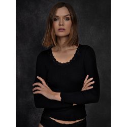 Silk t-shirt regular ls w/rev vintage lace