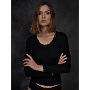 Silk t-shirt regular ls w/rev vintage lace