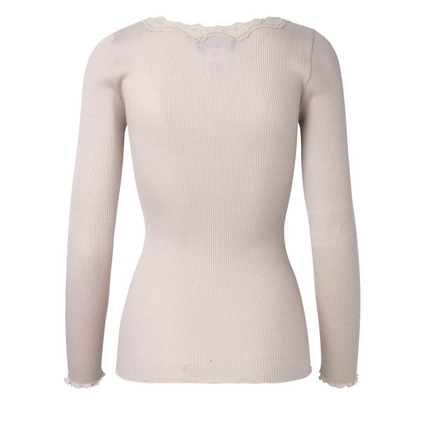 Silk t-shirt regular ls w/rev vintage lace