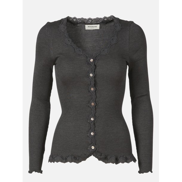 Silk cardigan regular Is w/rev vintage lace