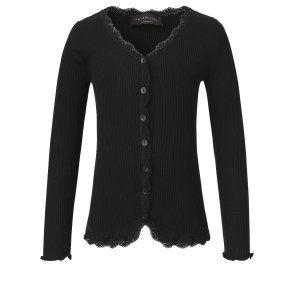 Silk cardigan ls w/lace