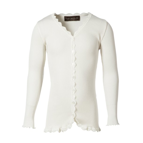 Silk cardigan ls w/lace