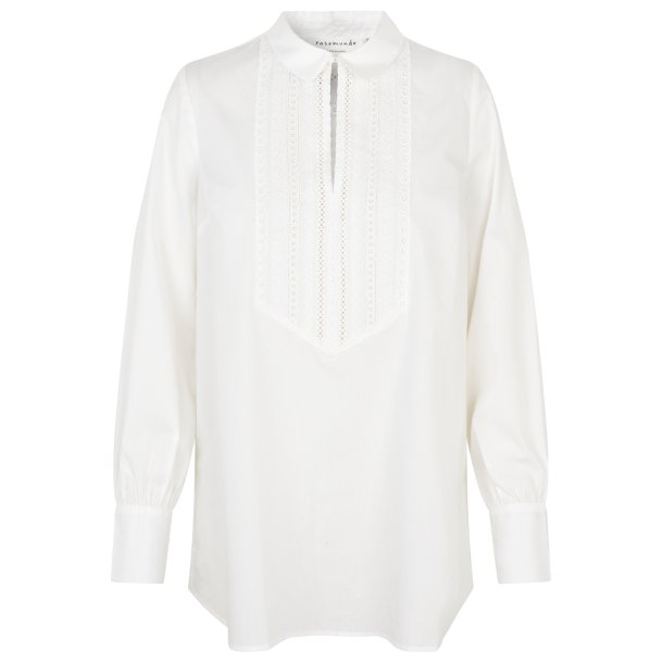 Hvid bluse med blonde-detaljer