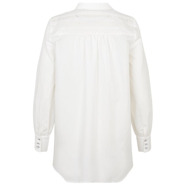 Hvid bluse med blonde-detaljer