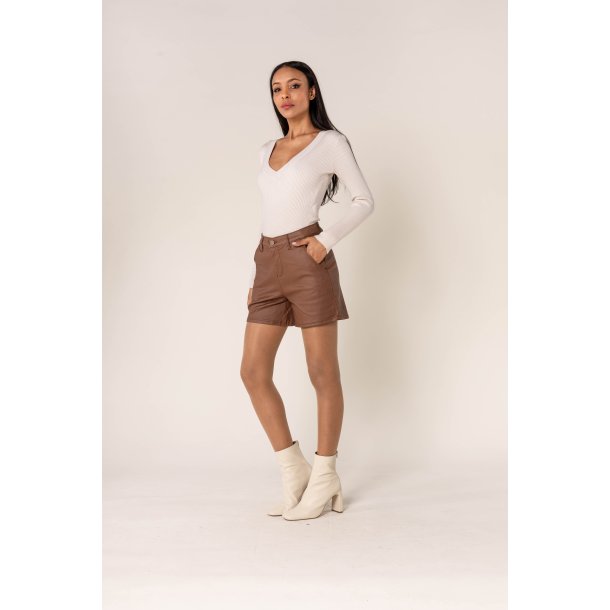 Brun faux l�der shorts