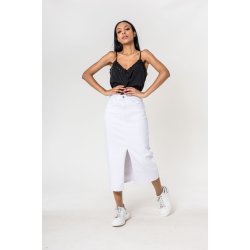 Long denim slit skirt