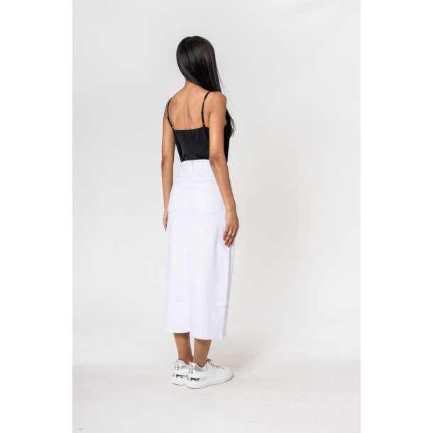 Long denim slit skirt