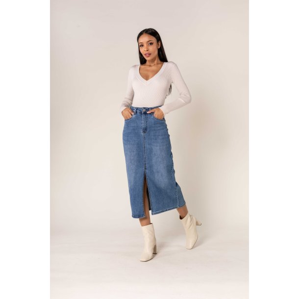 Denim Midi Nederdel 