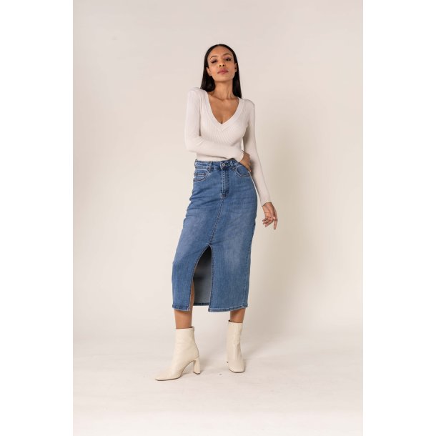 Denim Midi Nederdel 