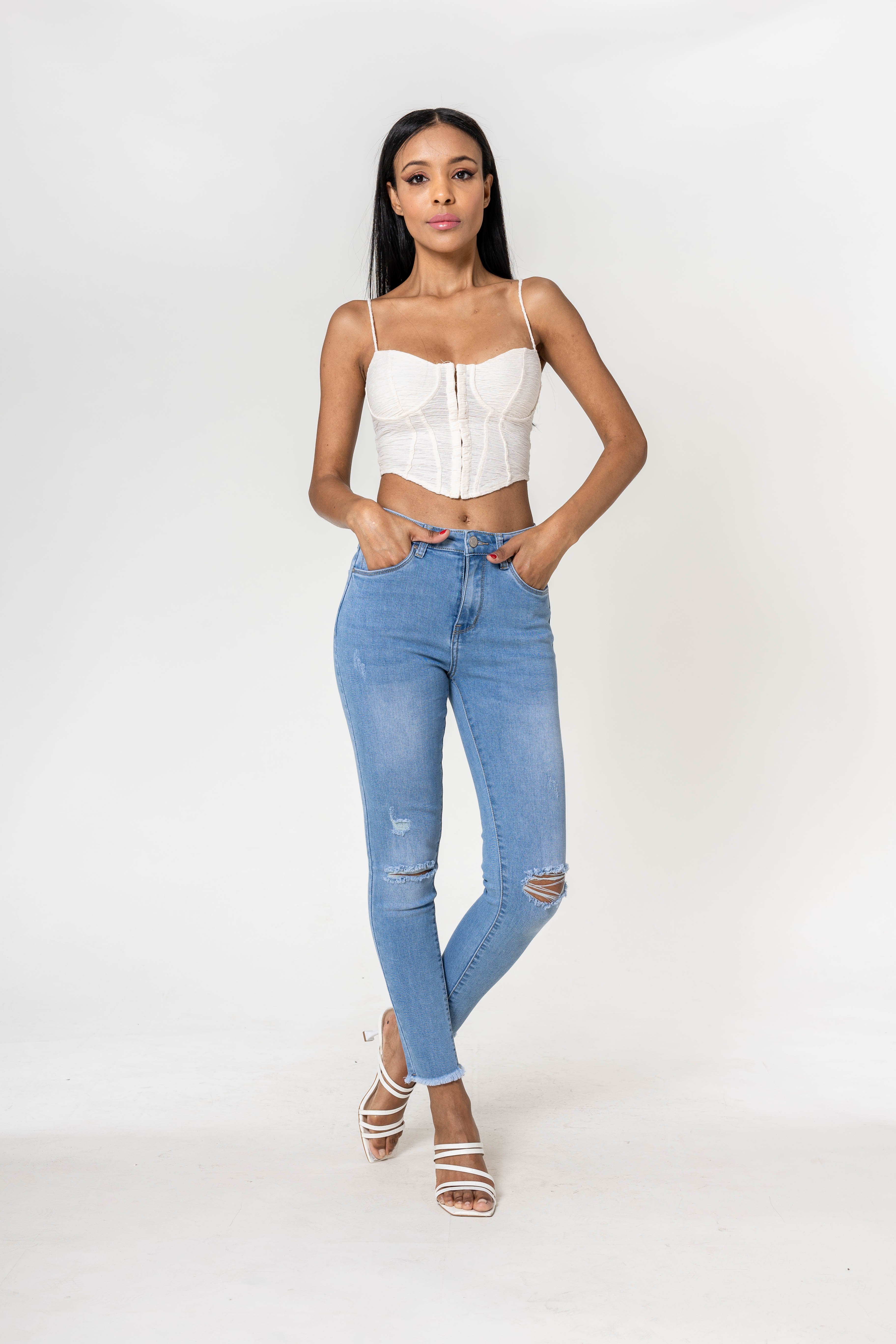 Jeans Cut at the Knees